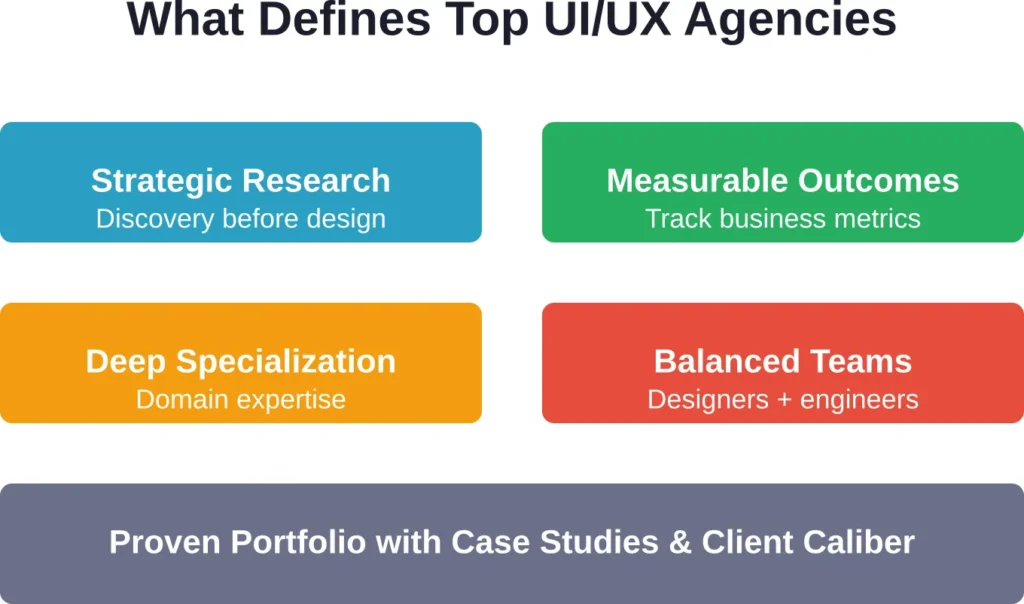 The five critical dimensions that separate exceptional UI/UX agencies from generic design shops in 2026