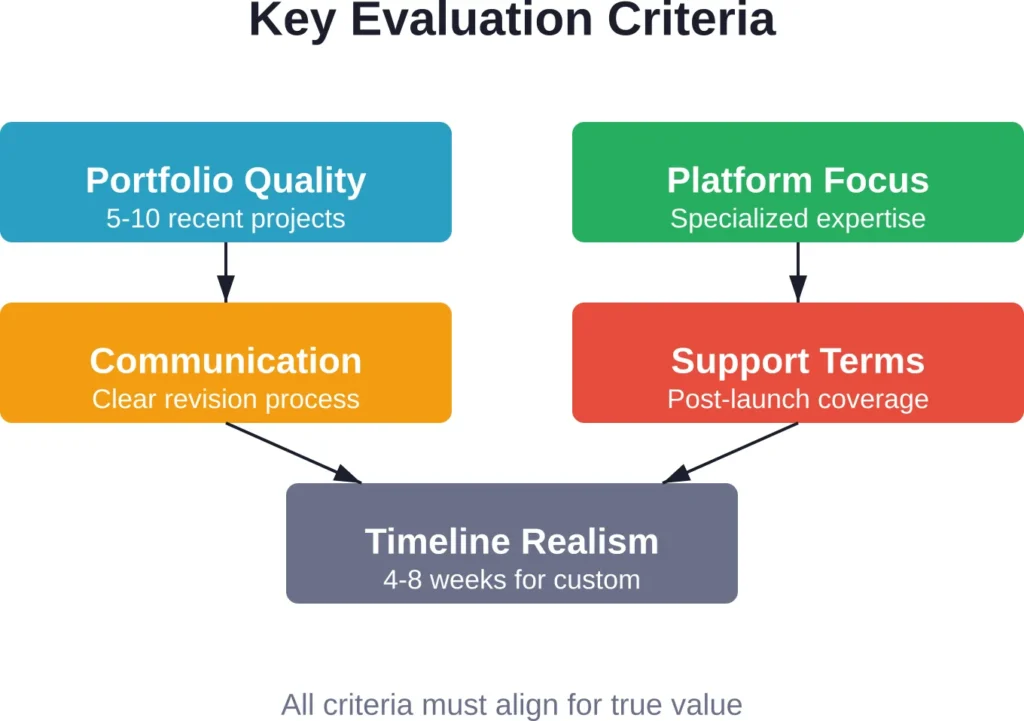 Evaluate agencies across five interconnected criteria—weakness in any area reduces overall value.