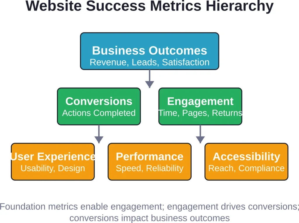 Success metrics build on each other—strong foundations enable higher-level results