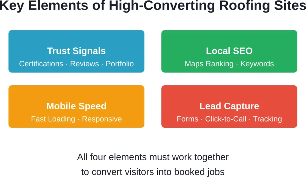 Essential components that separate high-converting roofing websites from digital brochures that sit idle