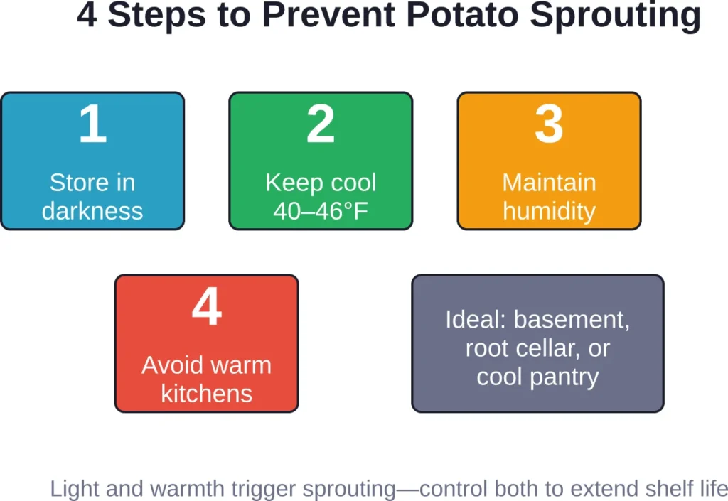 Follow these four storage principles to keep potatoes from sprouting prematurely and developing elevated glycoalkaloid levels.