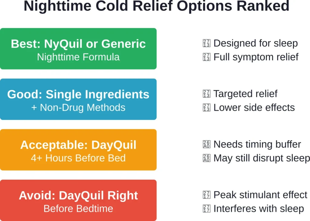 When symptoms hit at night, medication designed for nighttime use provides better outcomes than repurposing daytime formulas.