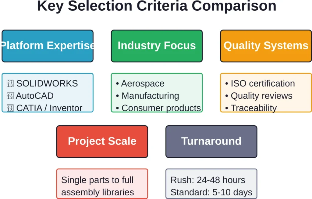 Primary factors to evaluate when selecting a 2D to 3D CAD conversion service provider for technical projects