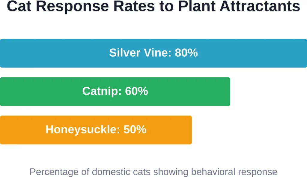 Comparison of cat response rates to different plant-based attractants based on veterinary research.