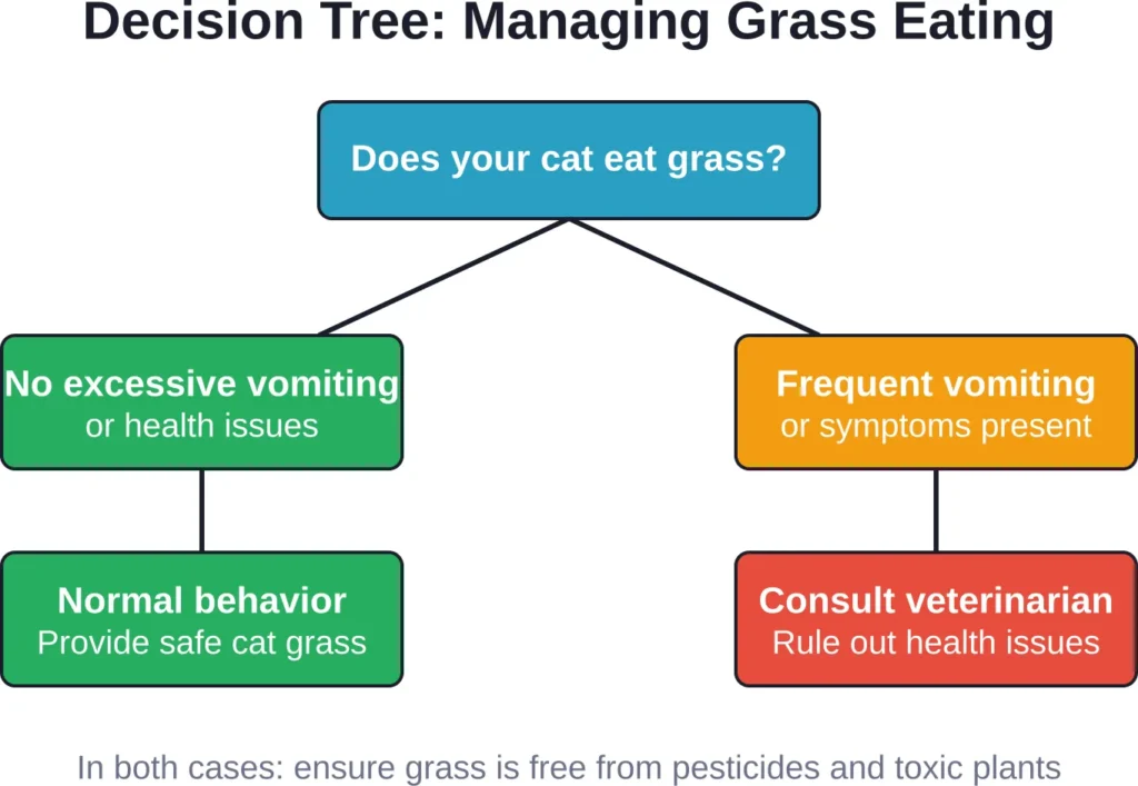 A simple framework for determining whether grass eating requires intervention or is simply normal feline behavior.