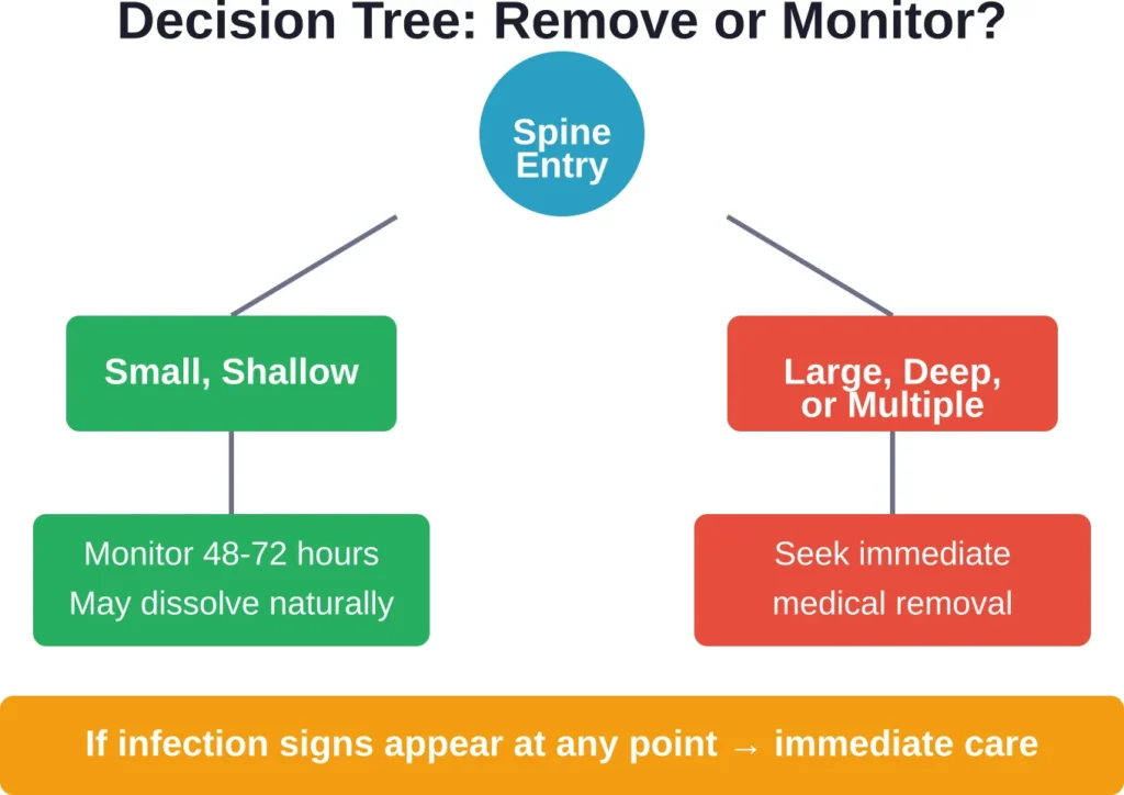Clinical decision-making depends on injury severity, spine characteristics, and symptom progression.