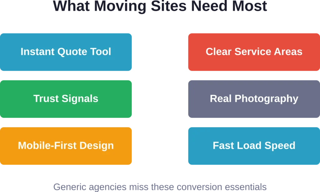 Core features that separate high-converting moving websites from generic service business templates