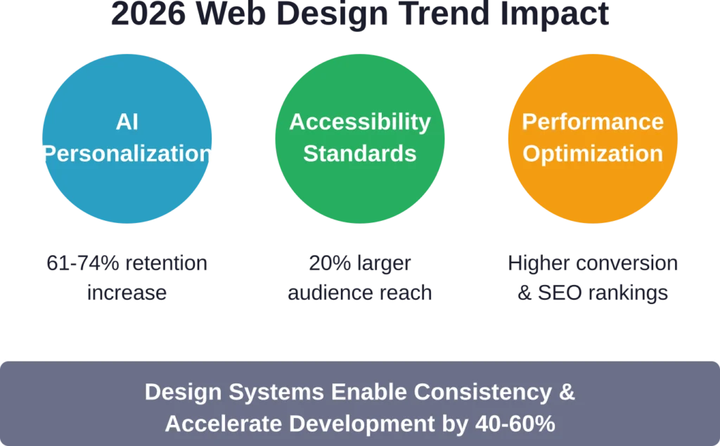Key trends transforming web application design in 2026 and their measurable business impacts.
