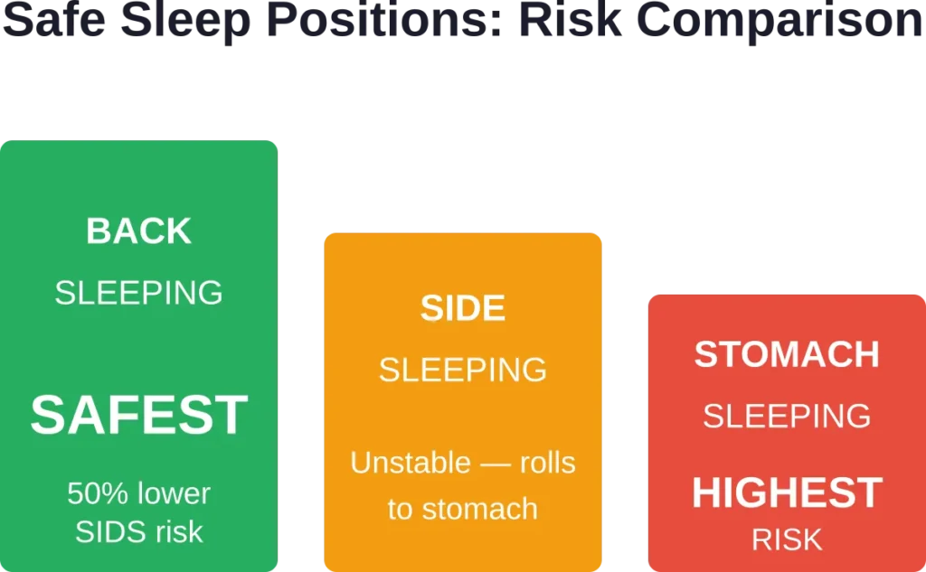 Visual comparison of infant sleep position safety levels based on SIDS research data